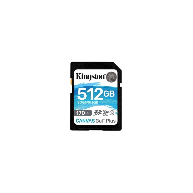 Kingston 512GB SDXC Canvas Go Plus 170R C10 UHS I U3 V30